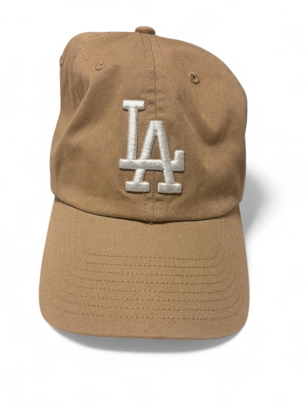 LA Dodgers Tan Baseball Cap with White Logo